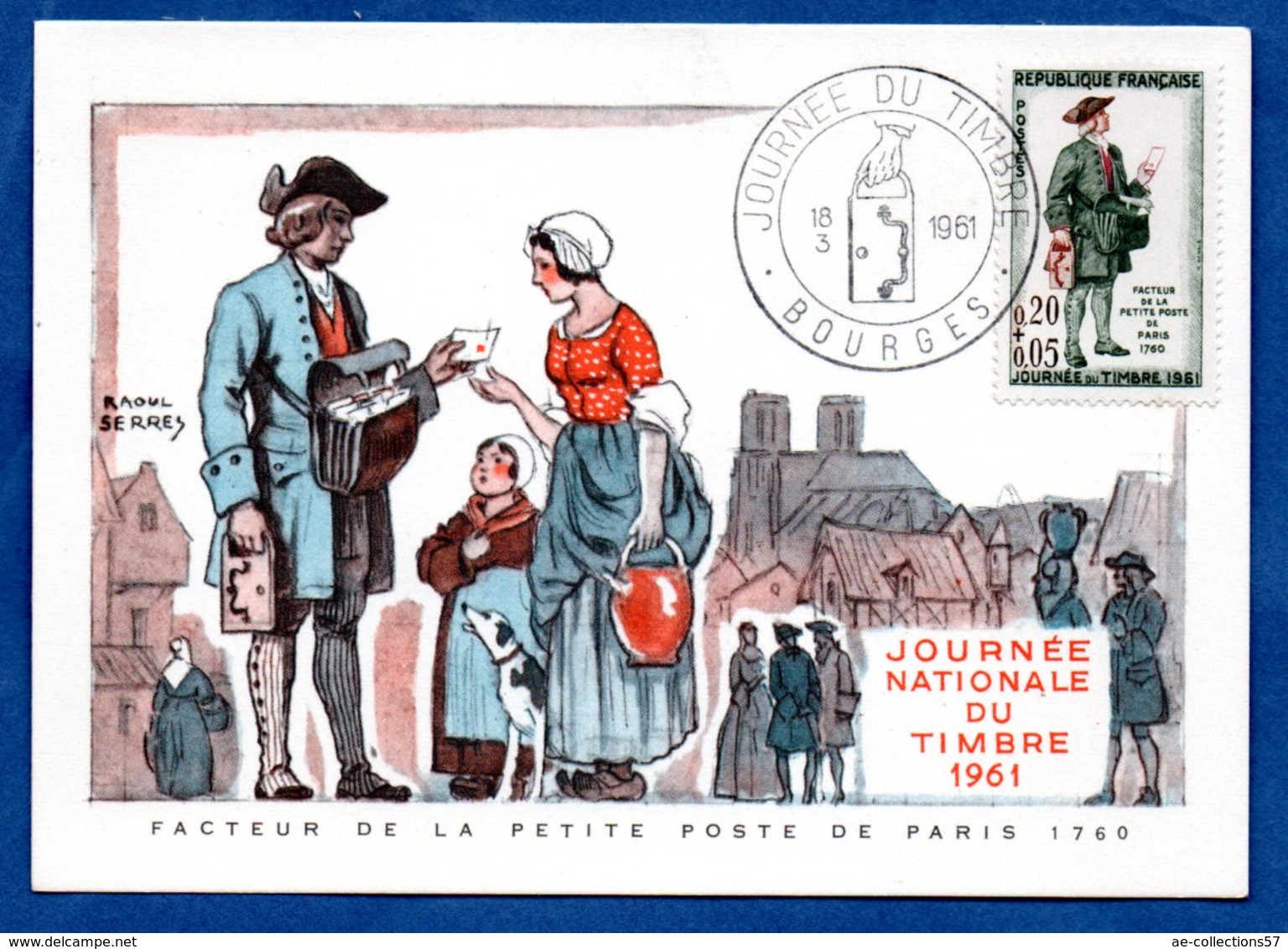 Carte Premier Jour  / Facteur De La Petite Poste De Paris 1760 / Bourges /  18-03-1961 - 1960-1969