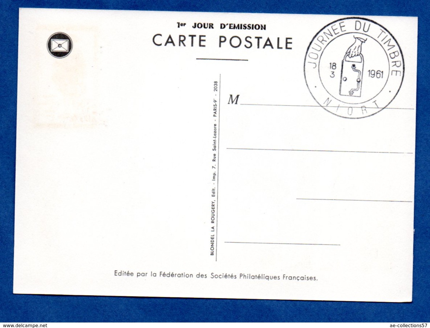 Carte Premier Jour  / Facteur De La Petite Poste De Paris 1760 / Niort /  18-03-1961 - 1960-1969