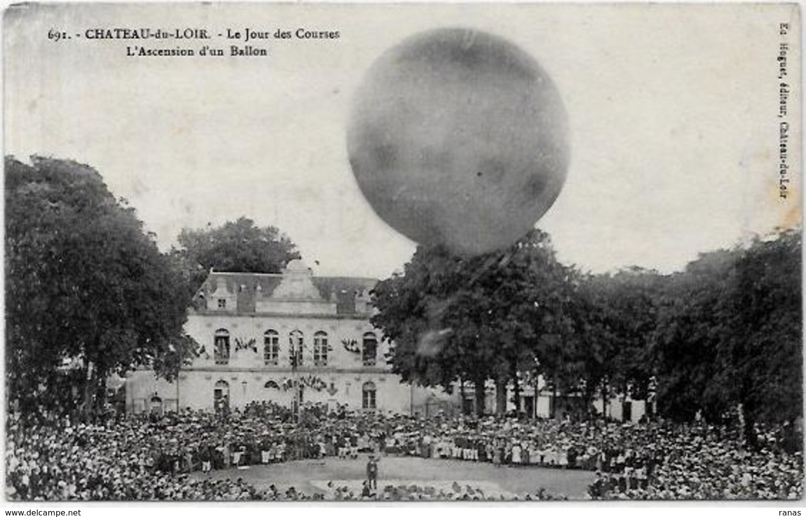 CPA Sarthe Chateau Du Loir Montgolfière Voir Scan Du Dos Ballond Rond Aviation - Chateau Du Loir