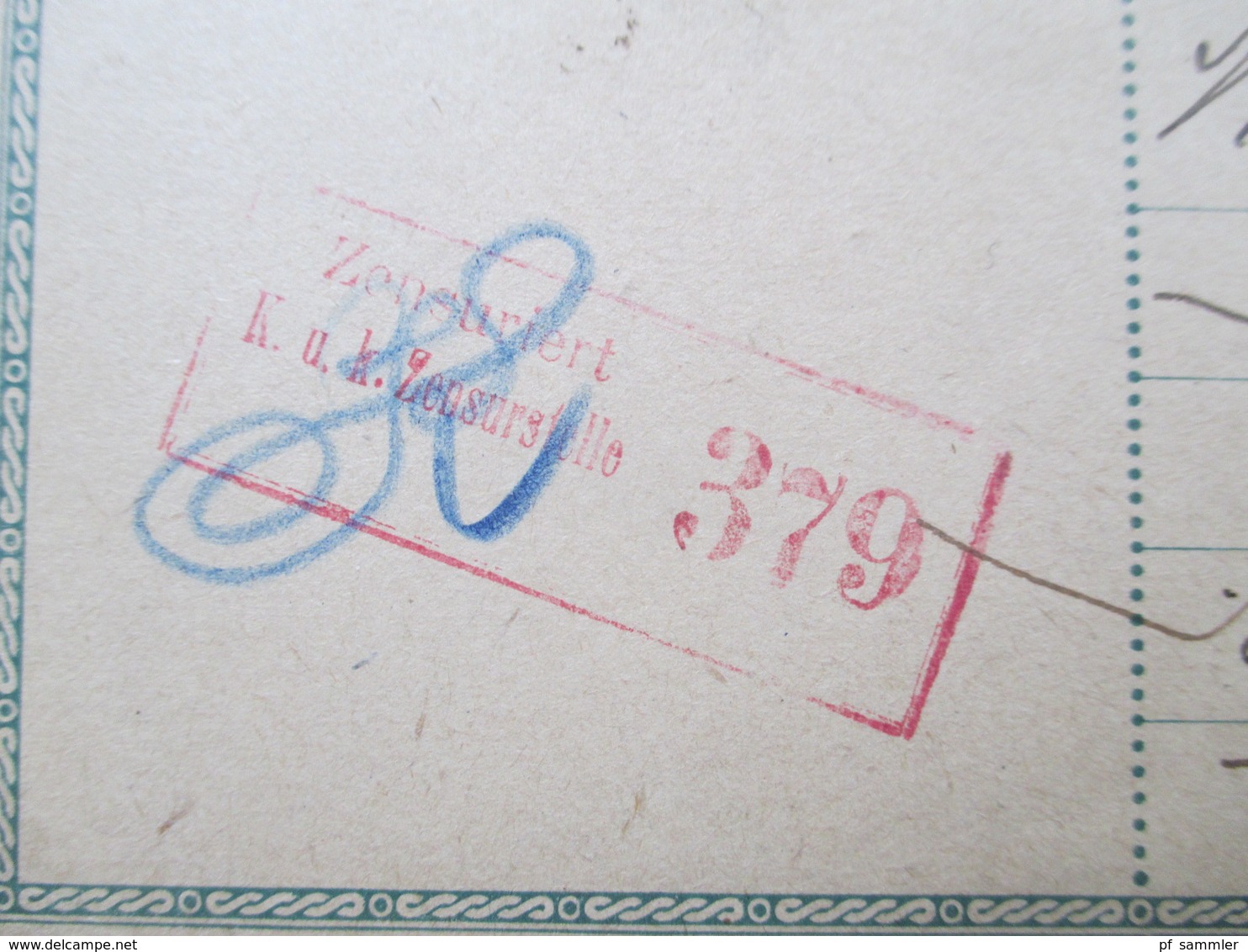 Österreich 1916 Postkarte / Ganzsache Mit Zusatzfrankatur! Roter Zensurstempel K2 Zensuriert KuK Zensurstelle 379 - Briefe U. Dokumente