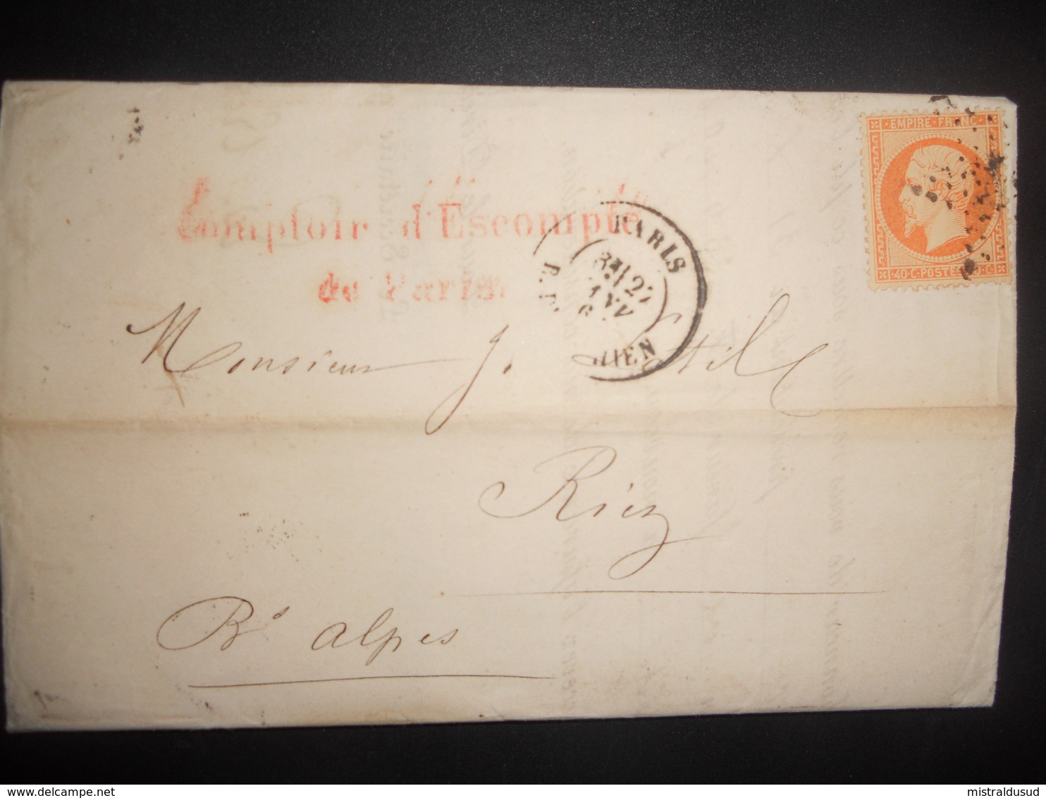 France , Lettre De Paris 1864 Pour Riez - 1862 Napoléon III