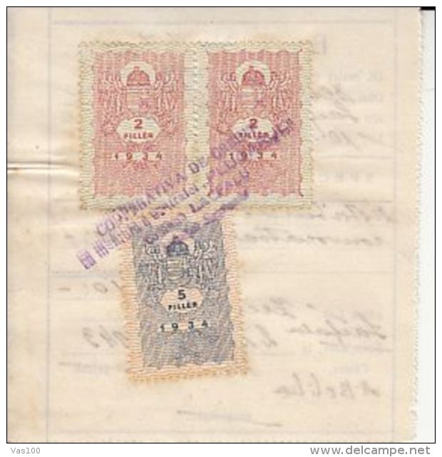 PAYMENT NOTE, RETAINER, HUNGARIAN REVENUE STAMP, 4X, 1943, ROMANIA - Other & Unclassified