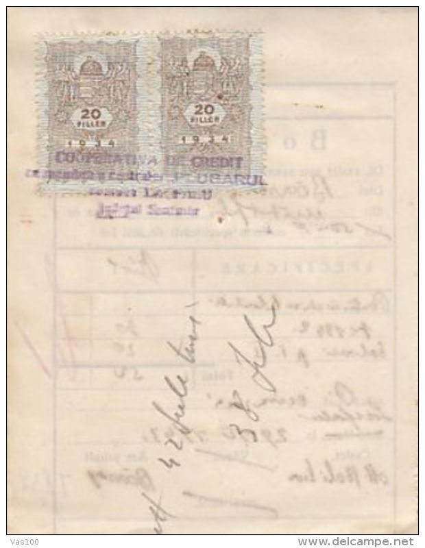 PAYMENT NOTE, RETAINER, HUNGARIAN REVENUE STAMP, 4X, 1943, ROMANIA