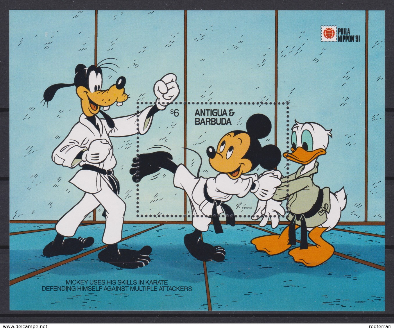 2099 Walt Disney Antigua & Barbuda ( PHILA NIPPON 1991 ) A FORM OF KARATE . - Disney