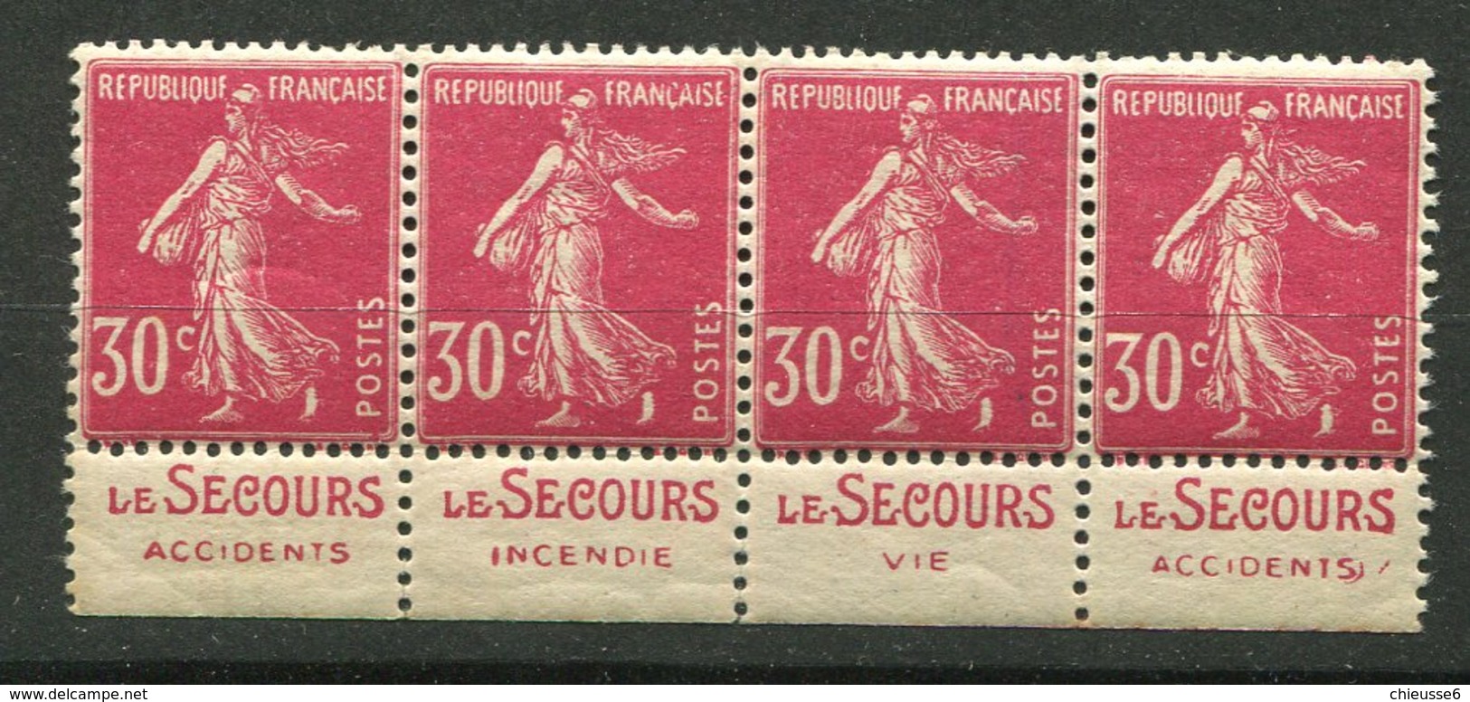 France ** N° 191  - Semeuse  - Pub Le Secours - Bde De 4 - Autres & Non Classés