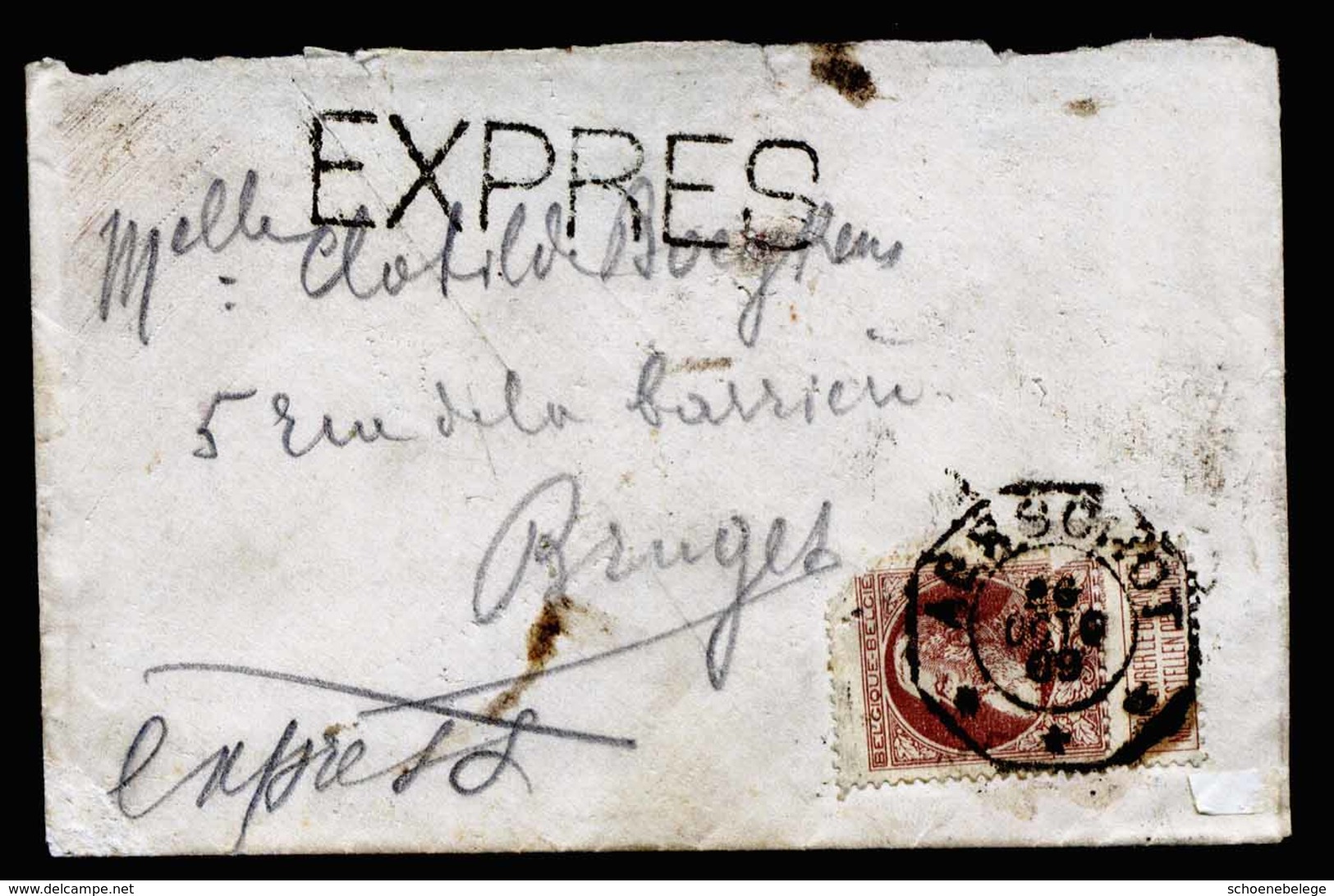 A5530) Belgien Belgium Express-Damenbrief 1909 - 1905 Grosse Barbe
