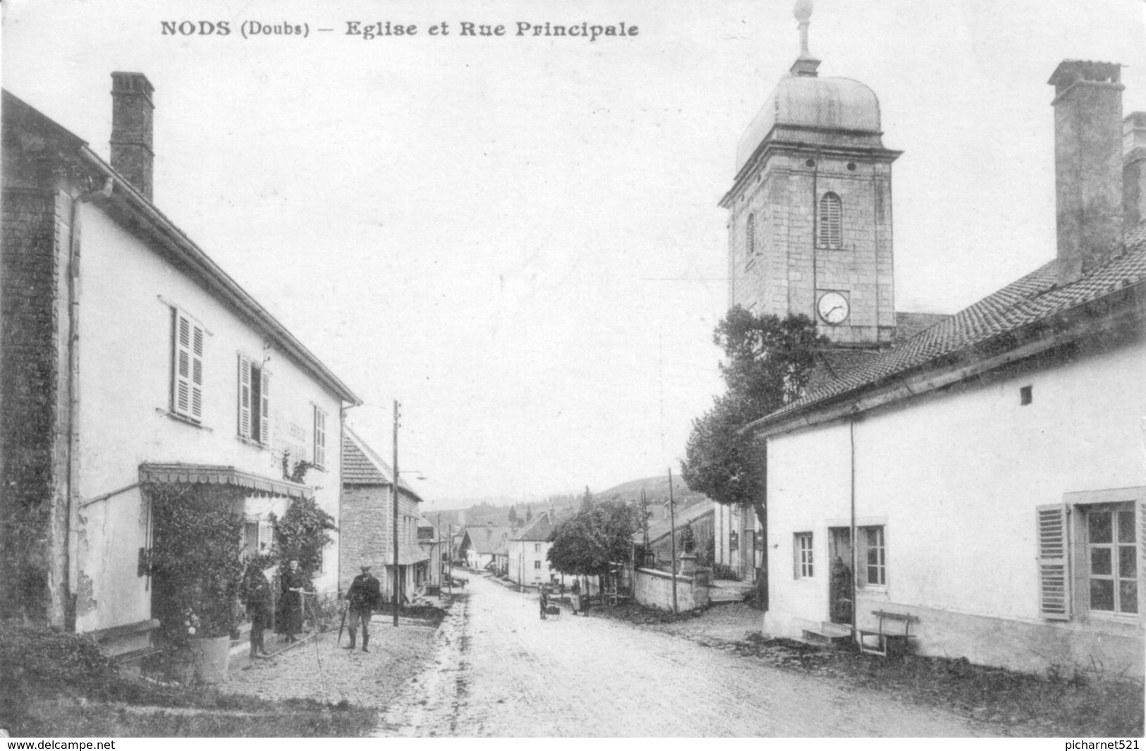 CPA De NODS (Doubs). Eglise Et Rue Principale. Circulée En 1920. Bon état. - Sonstige & Ohne Zuordnung