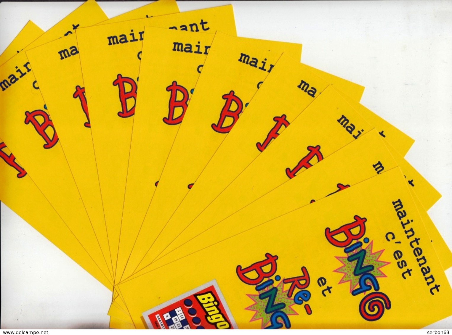 LOT DE 10 FLAYERS BINGO ET RE-BINGO GRATTAGE FDJ FRANCAISE DES JEUX NEUFS 10,4cmX20cm - NOTRE SITE Serbon63 - Publicidad