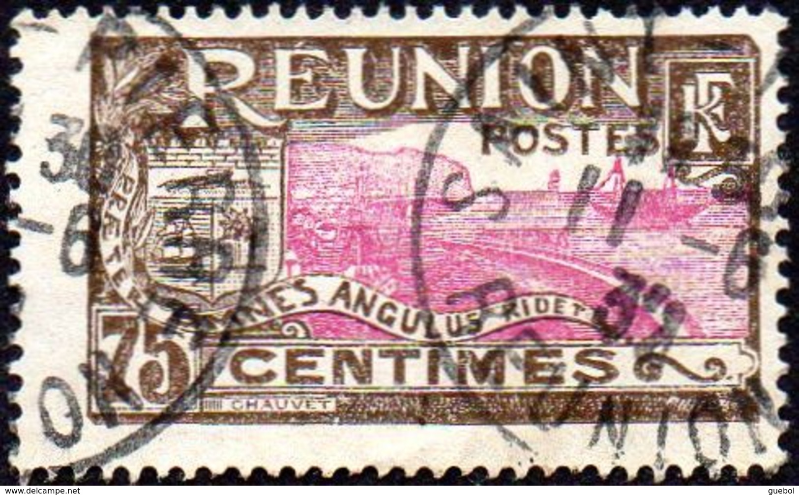 Réunion Obl. N° 113 - Vue -> Rade De Saint Denis - 75 C Brun Et Lilas-rose - Oblitérés