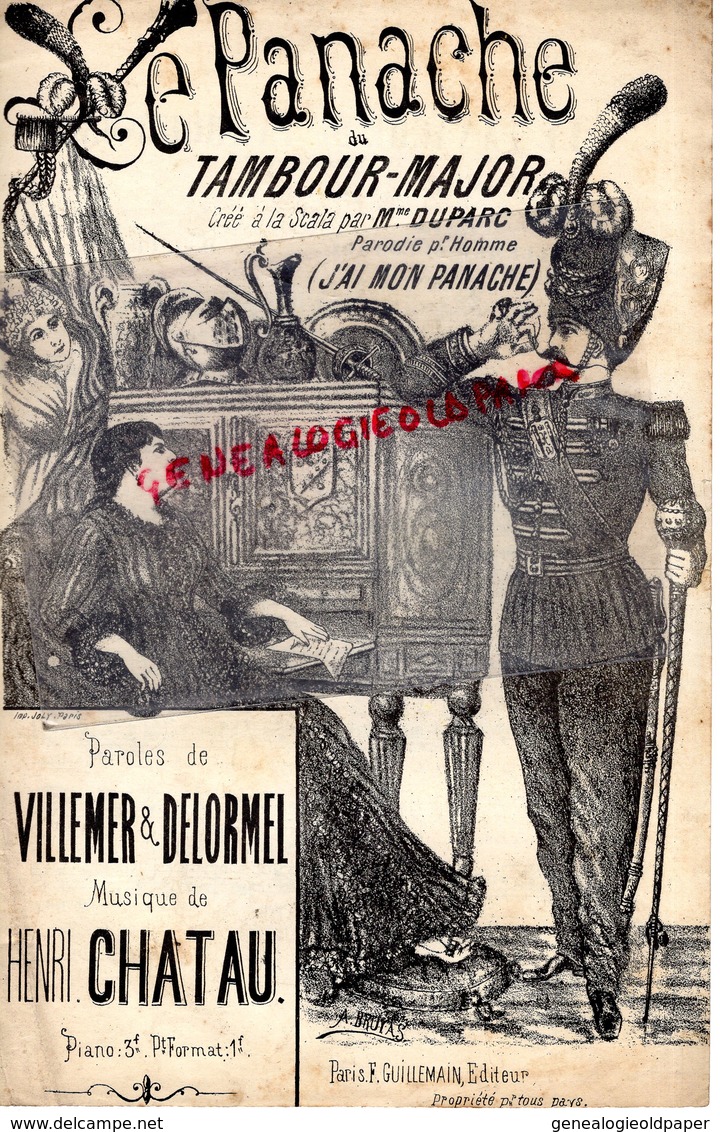 PARTITION MUSIQUE-LE PANACHE DU TAMBOUR MAJOR-SCALA MILAN-RARE- MME DUPARC-VILLEMER DELORMEL-HENRI CHATEAU -A BRUYAS - Partitions Musicales Anciennes