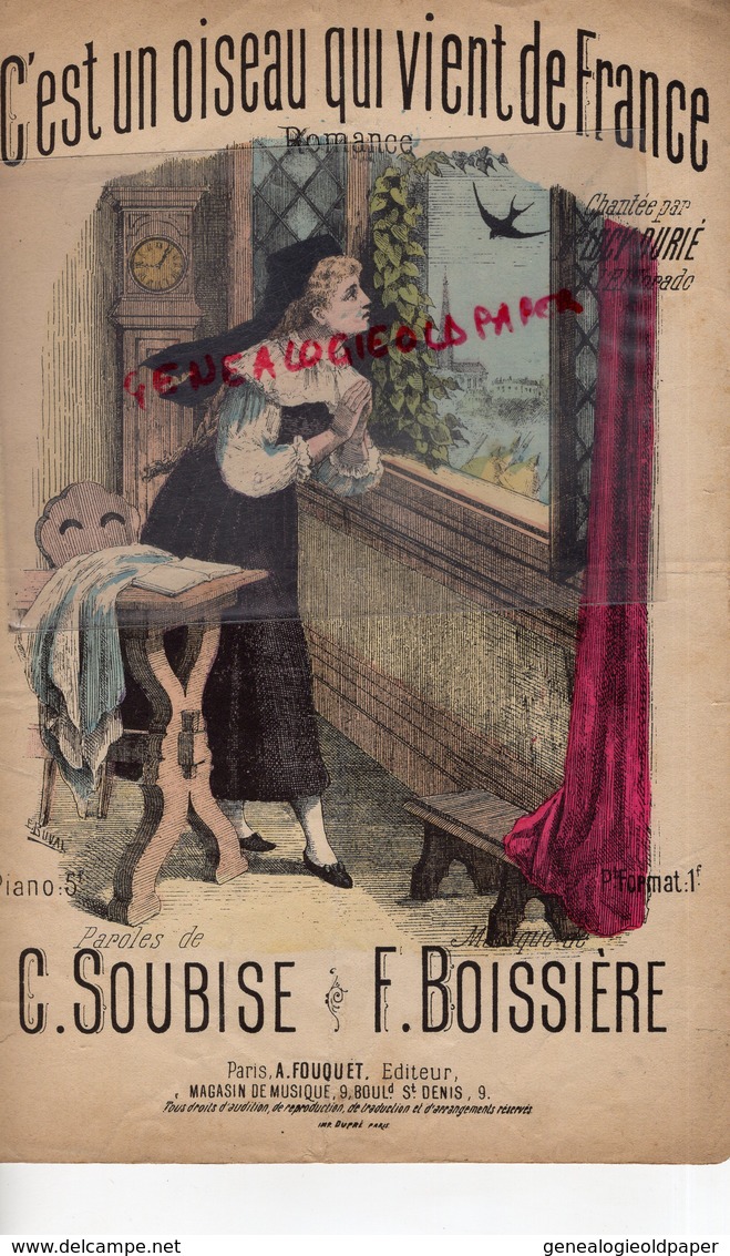 PARTITION MUSIQUE-C' EST UN OISEAU QUI VIENT DE FRANCE-LUCY DURLE ELDORADO PARIS-C. SOUBISE & F. BOISSIERE -FOUQUET - Noten & Partituren