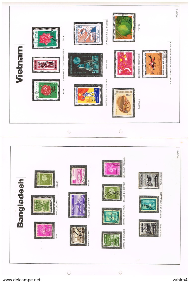 Album Espagnol avec timbre du monde - Complet - Toutes les pages sont scannées 25 Pages + sommaire de Chine à New-Zeland