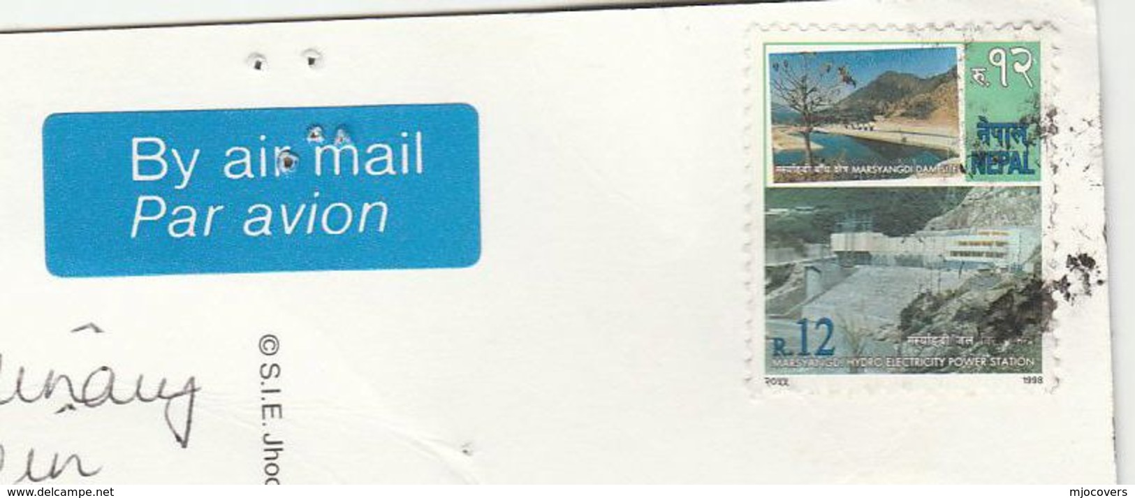 1999 NEPAL COVER Stamps HYDRO ELECTRIC POWER STATION  Energy Electricity Airmail To GB  (postcard MT EVEREST Mountain) - Electricity