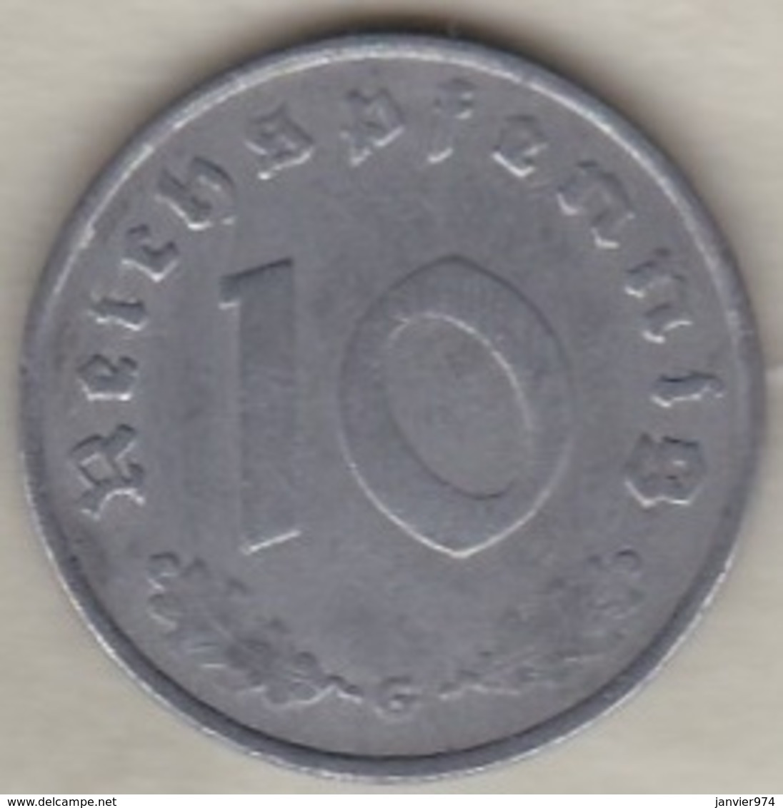 10 Reichspfennig 1940 G (KARLSRUHE)  . Zinc - 10 Reichspfennig
