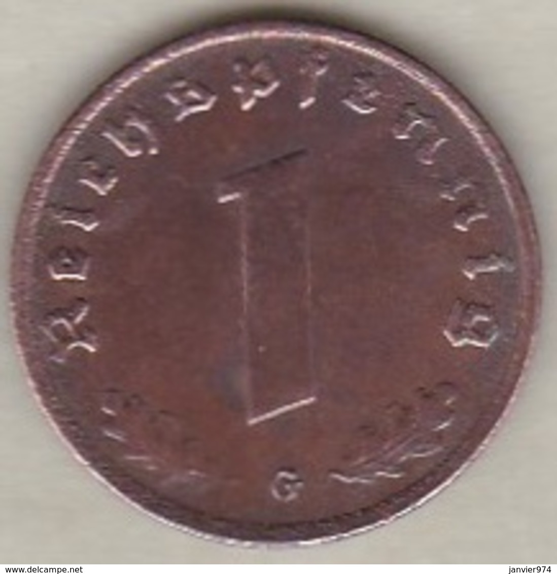 1 Reichspfennig 1939 G (KARLSRUHE)  .Bronze - 1 Reichspfennig