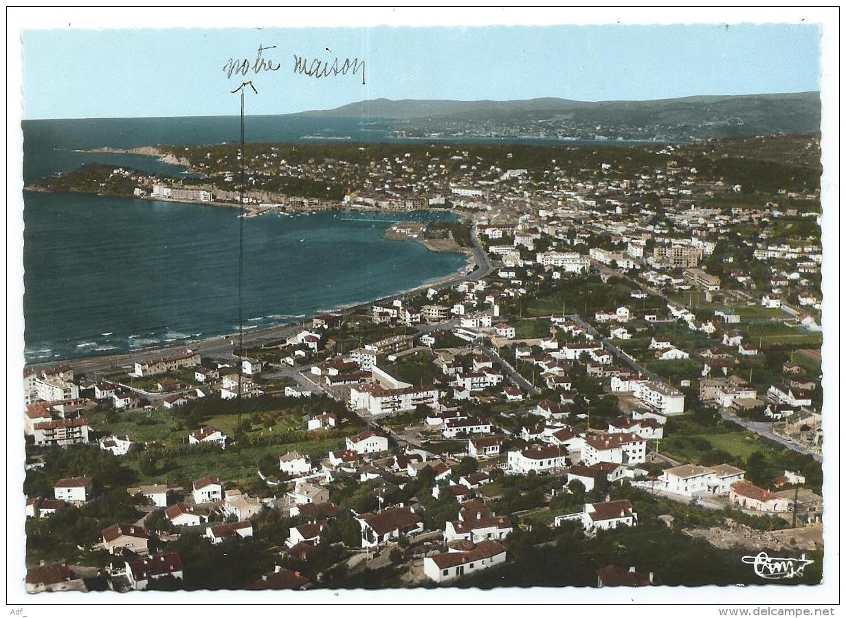 CPSM COLORISEE SIX FOURS LA PLAGE, VUE PANORAMIQUE AERIENNE, VAR 83 - Six-Fours-les-Plages