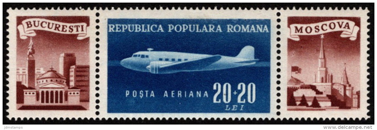 ROM SC #CB16 + 2 LBLS MNH 1948 Douglas DC-3 Dakota CV $10.00 - Unused Stamps