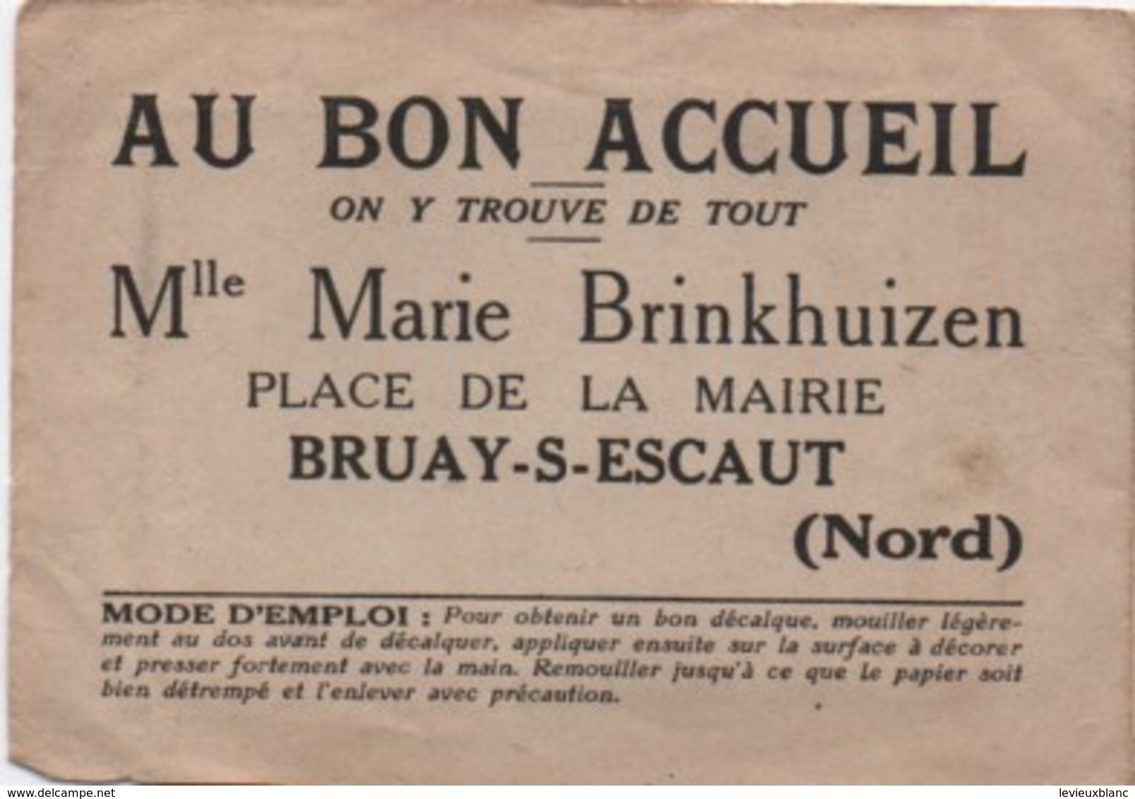 Petit Carnet Publicitaire De Décalcomanies/ALPHA/Au Bon Accueil/Marie BRINKHUIZEN/BRUAY En ESCAUT/Nord/Vers1930    JE218 - Autres & Non Classés