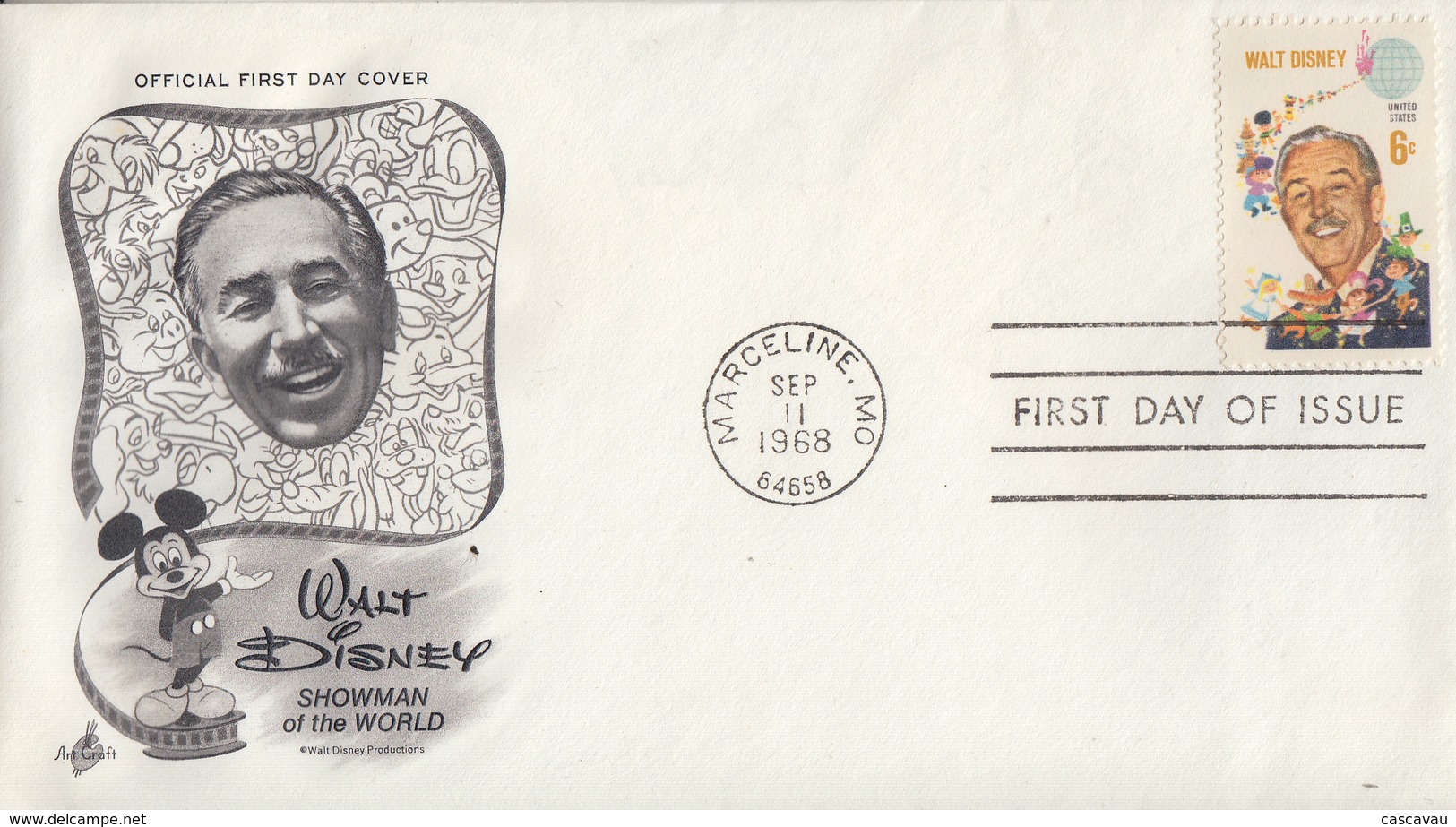 Enveloppe   FDC  1er  Jour    U.S.A      Walt   DISNEY    1968 - Kino