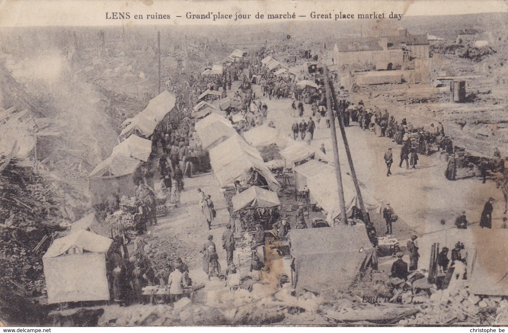 CPA Lens En Ruines, Grand'place. Jour De Marché (pk47194) - Lens