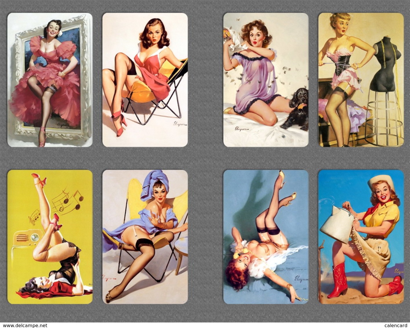 220+ Pin Up Girl Calendar 2015 , Mini Card, Painting Card - Tamaño Pequeño : 2001-...