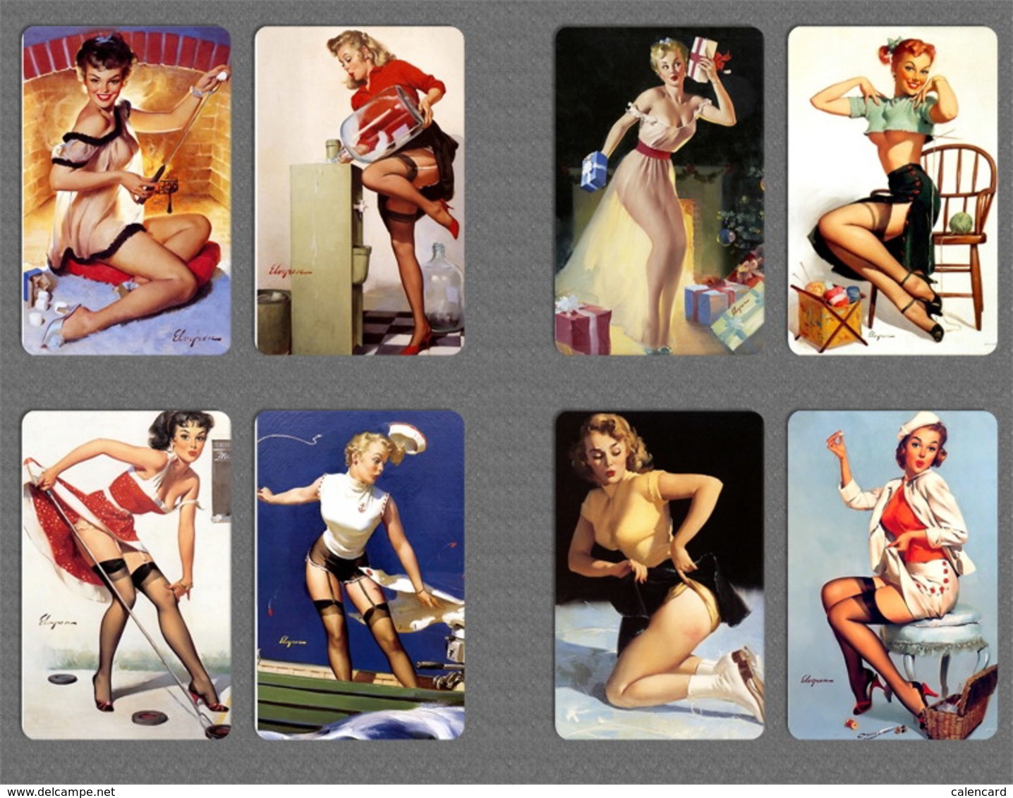 220+ Pin Up Girl Calendar 2015 , Mini Card, Painting Card - Tamaño Pequeño : 2001-...