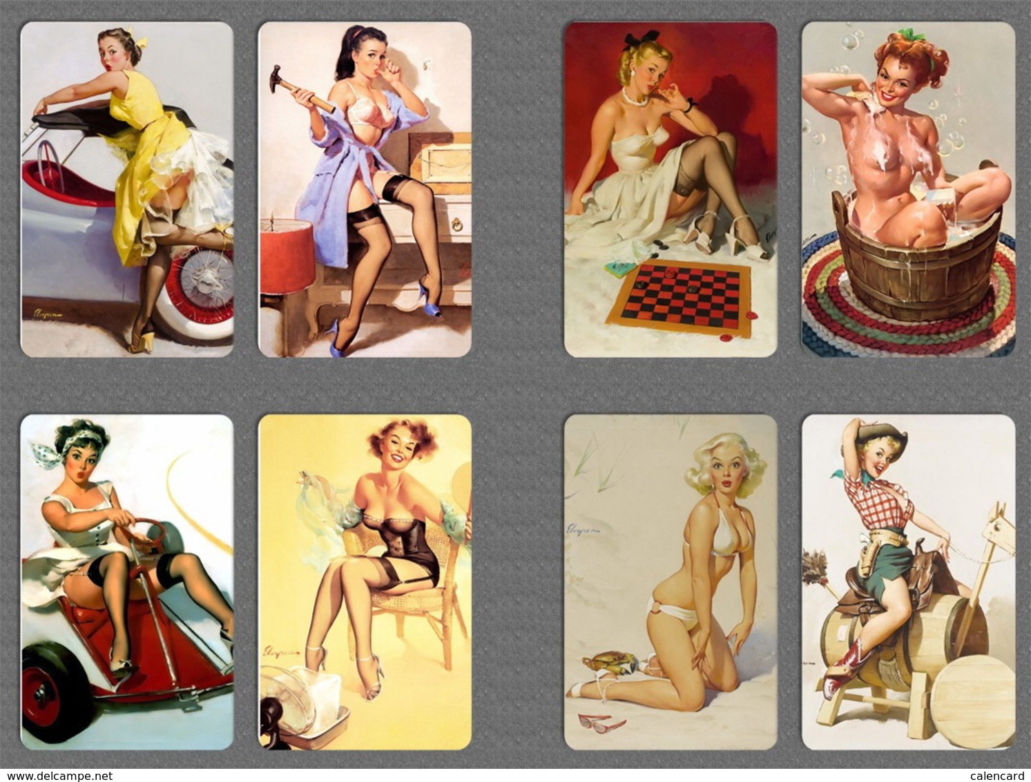 220+ pin up girl calendar 2015 , mini card, painting card