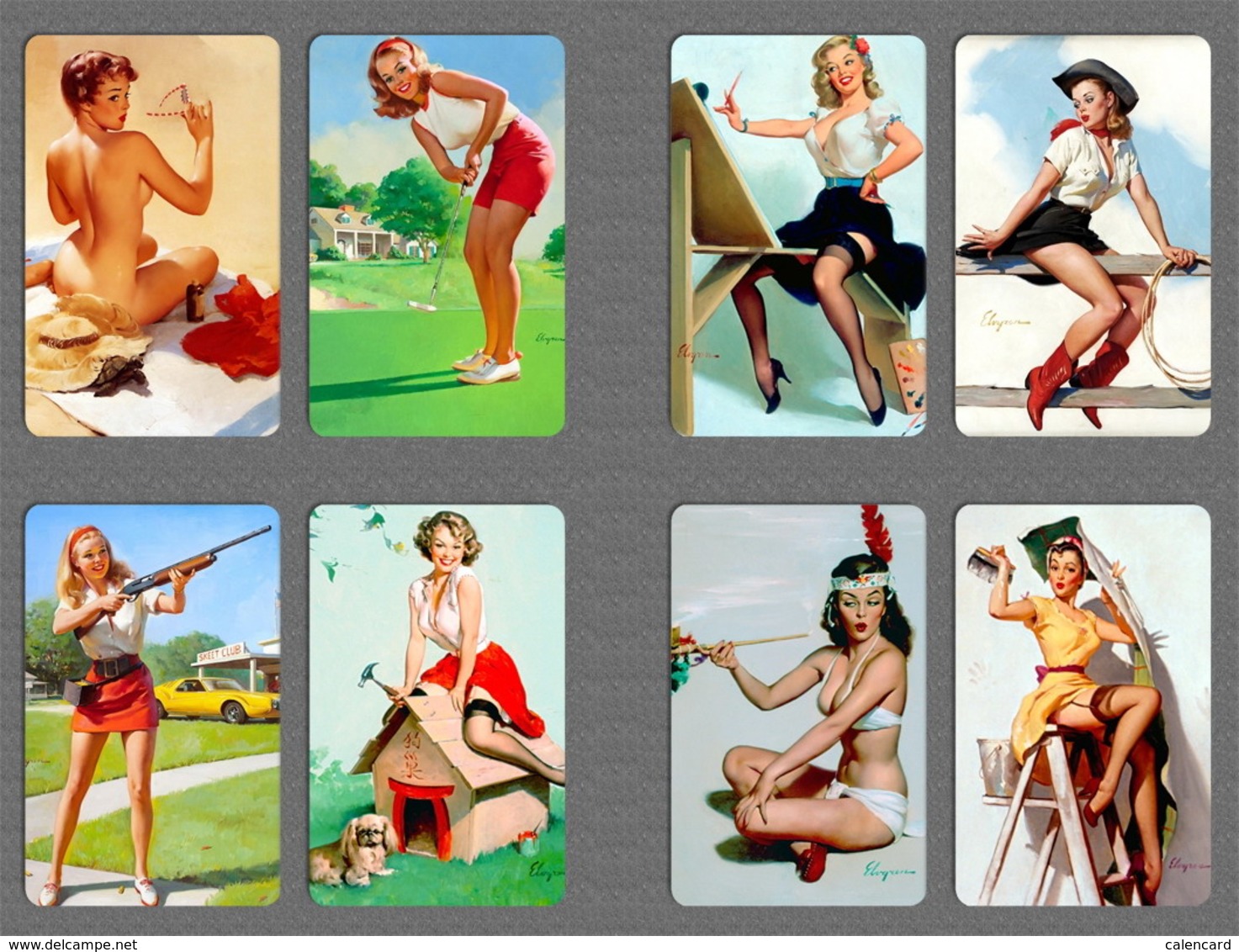 220+ pin up girl calendar 2015 , mini card, painting card