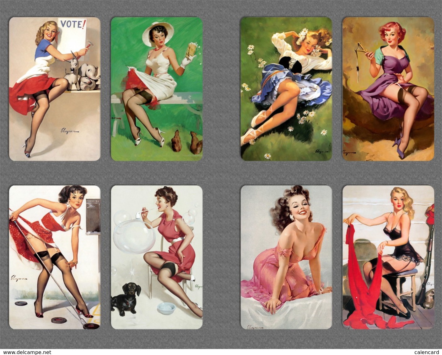 220+ pin up girl calendar 2015 , mini card, painting card