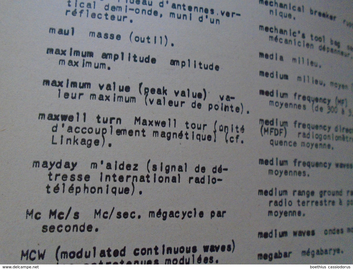 ARMEE : LEXIQUE ANGLAIS-FRANCAIS A L'USAGE DES TECHNICIENS TELECOMMUNICATIONS 1950 DIRECTION ETUDES ET ARMEMENT - Inglese