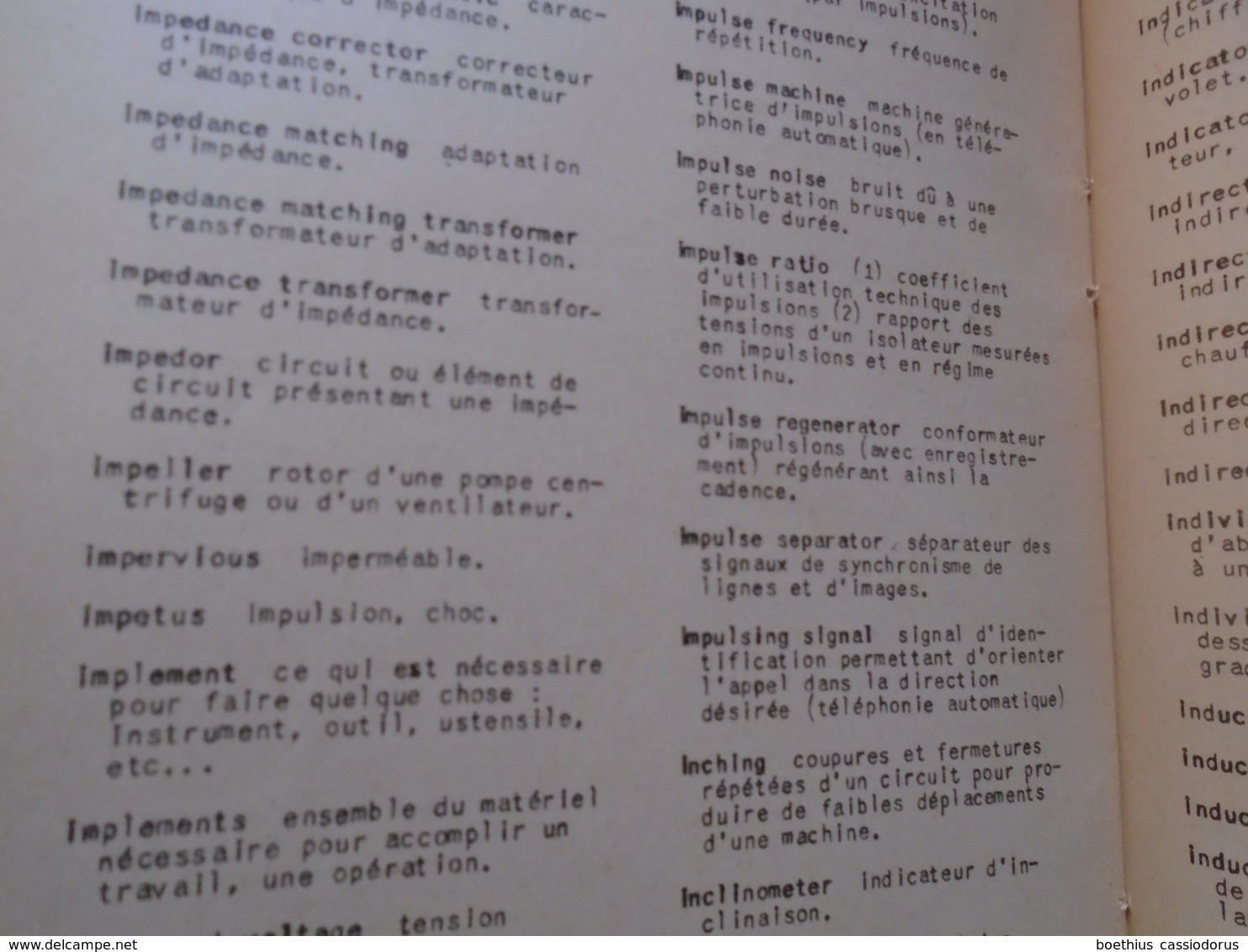 ARMEE : LEXIQUE ANGLAIS-FRANCAIS A L'USAGE DES TECHNICIENS TELECOMMUNICATIONS 1950 DIRECTION ETUDES ET ARMEMENT - Anglais