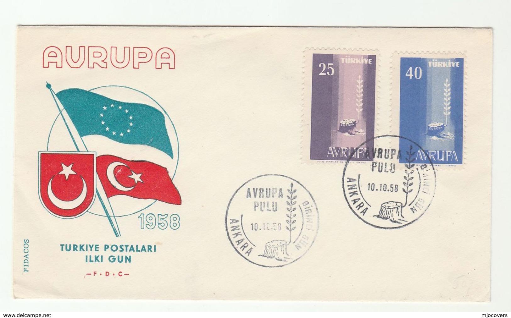 1958 TURKEY FDC EUROPA Stamps Cover - FDC