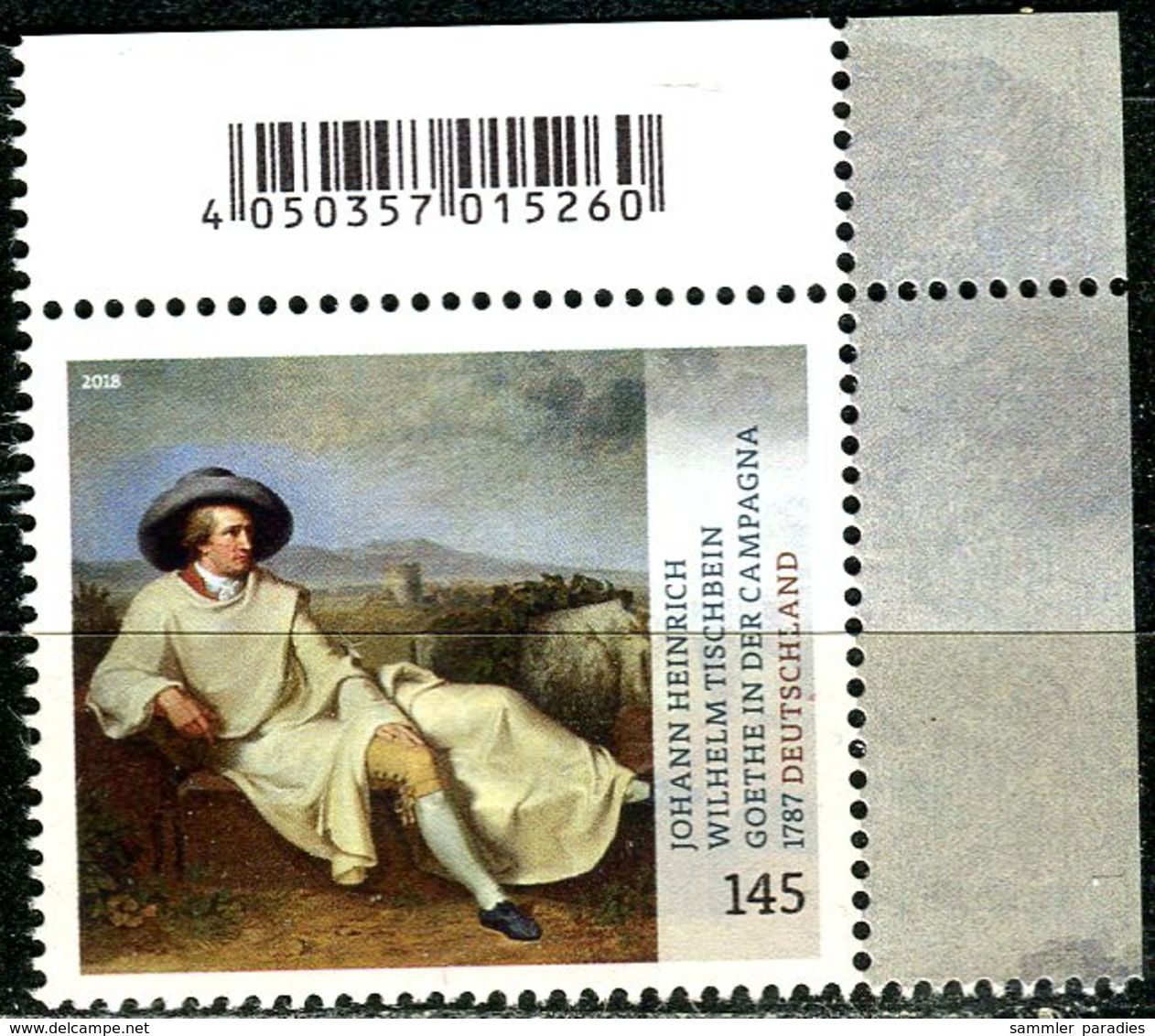 BRD - Mi 3393 ECKE REO - ** Postfrisch (D) - 145C      Gemälde Von J H W Tischbein - Ausgabe: 07.06.2018 - Unused Stamps