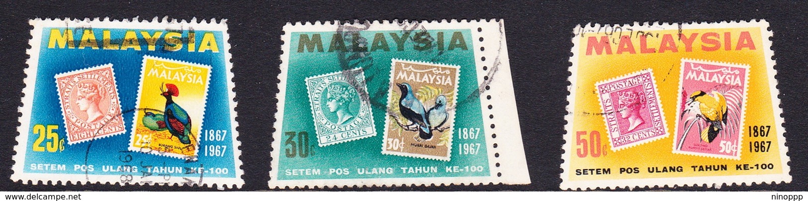Malaysia SG 48-50 1967 Stamp Centenary, Used - Malaysia (1964-...)