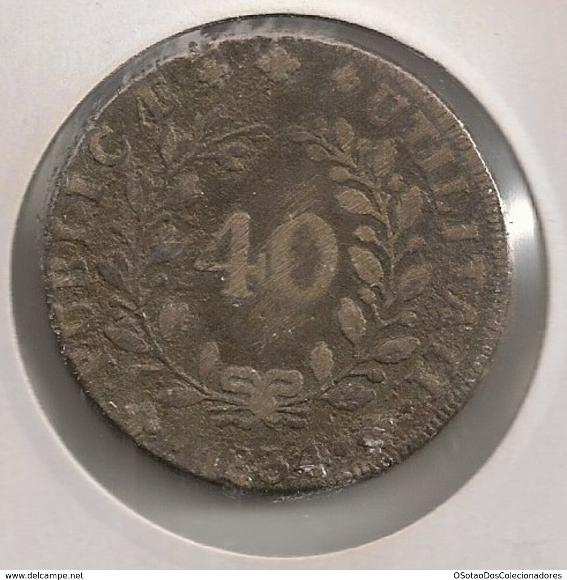 Moeda Portugal 40 Reis 1834 - Pataco - D. Maria II - Bronze - BC - Coin - Valuta - Monnaie - Währung - Portugal