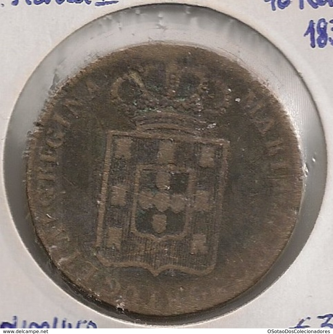Moeda Portugal 40 Reis 1834 - Pataco - D. Maria II - Bronze - BC - Coin - Valuta - Monnaie - Währung - Portugal