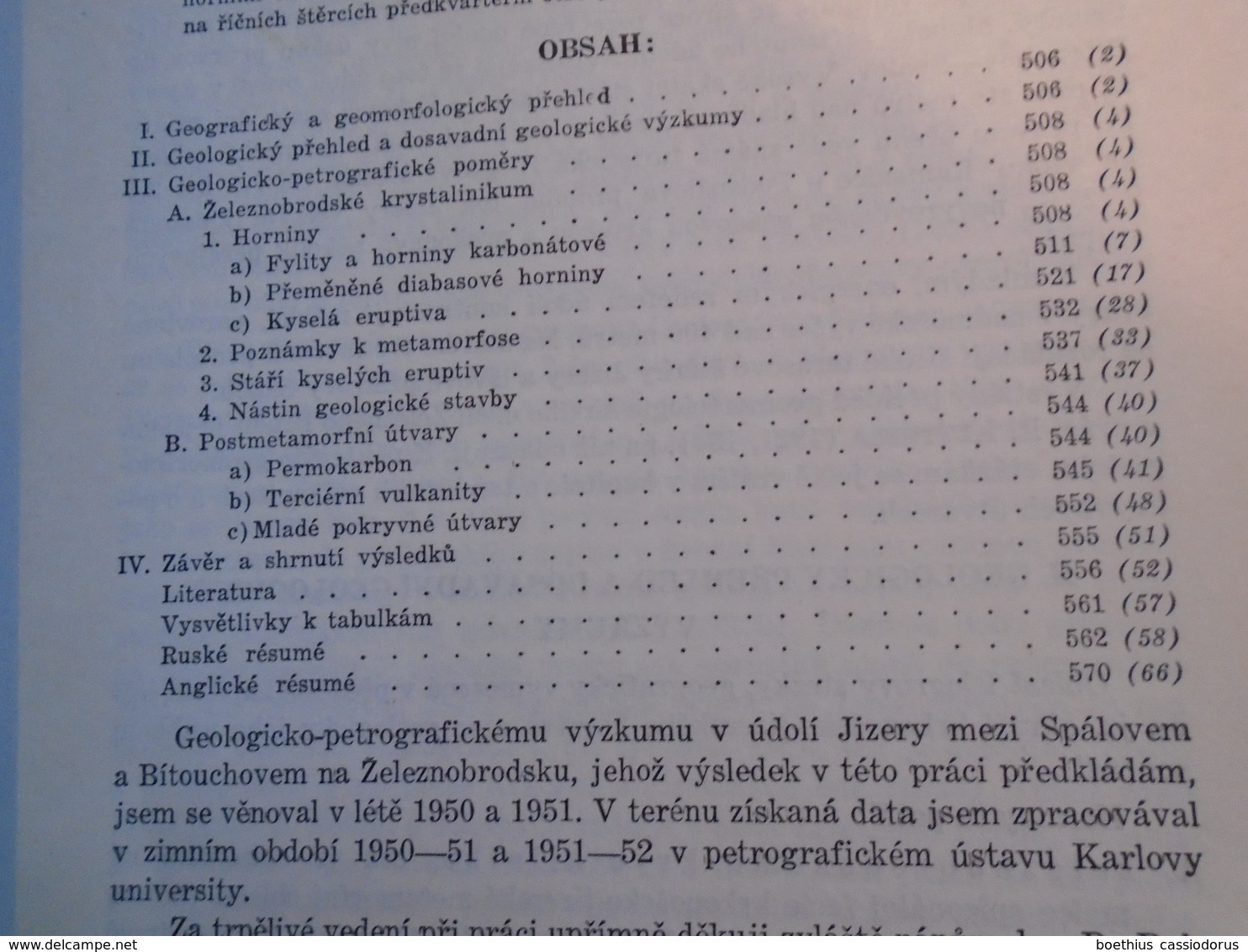 Geologicko-petrografické Poměry V údoli Jizery Mezi Spálovem A Bítouchovem (Železnobbrodsko) 1953 F. Fediuk - Langues Slaves