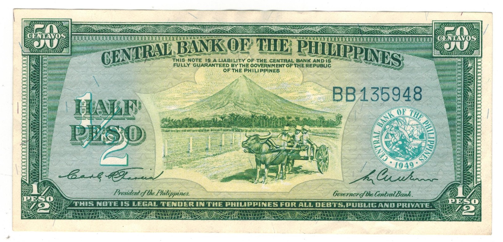 Philippines,  Half Peso (50 Centavos) 1949, P-132. XF. - Philippines