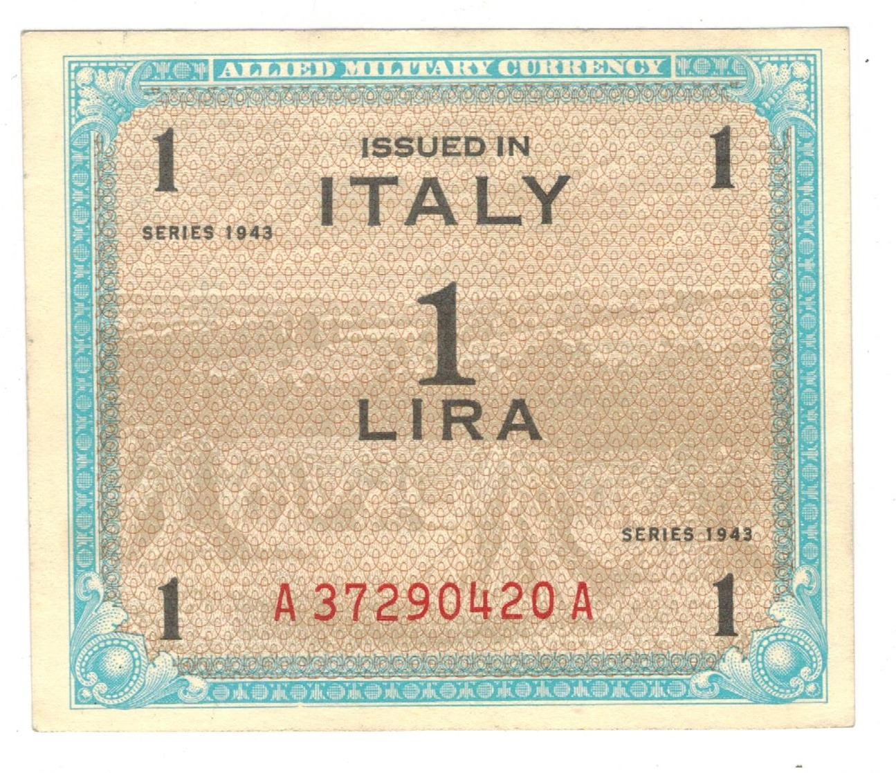 Italy, Allied Military Currency, 1 Lira, 1943, AUNC/UNC - Allied Occupation WWII