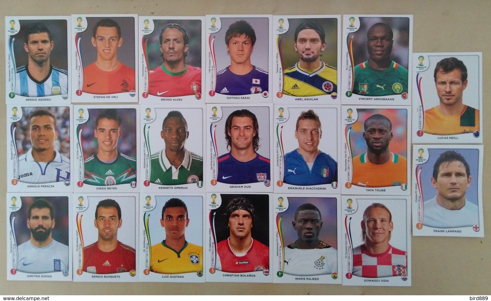 2014 FIFA World Cup 20 Different Panini Stickers New - Englische Ausgabe