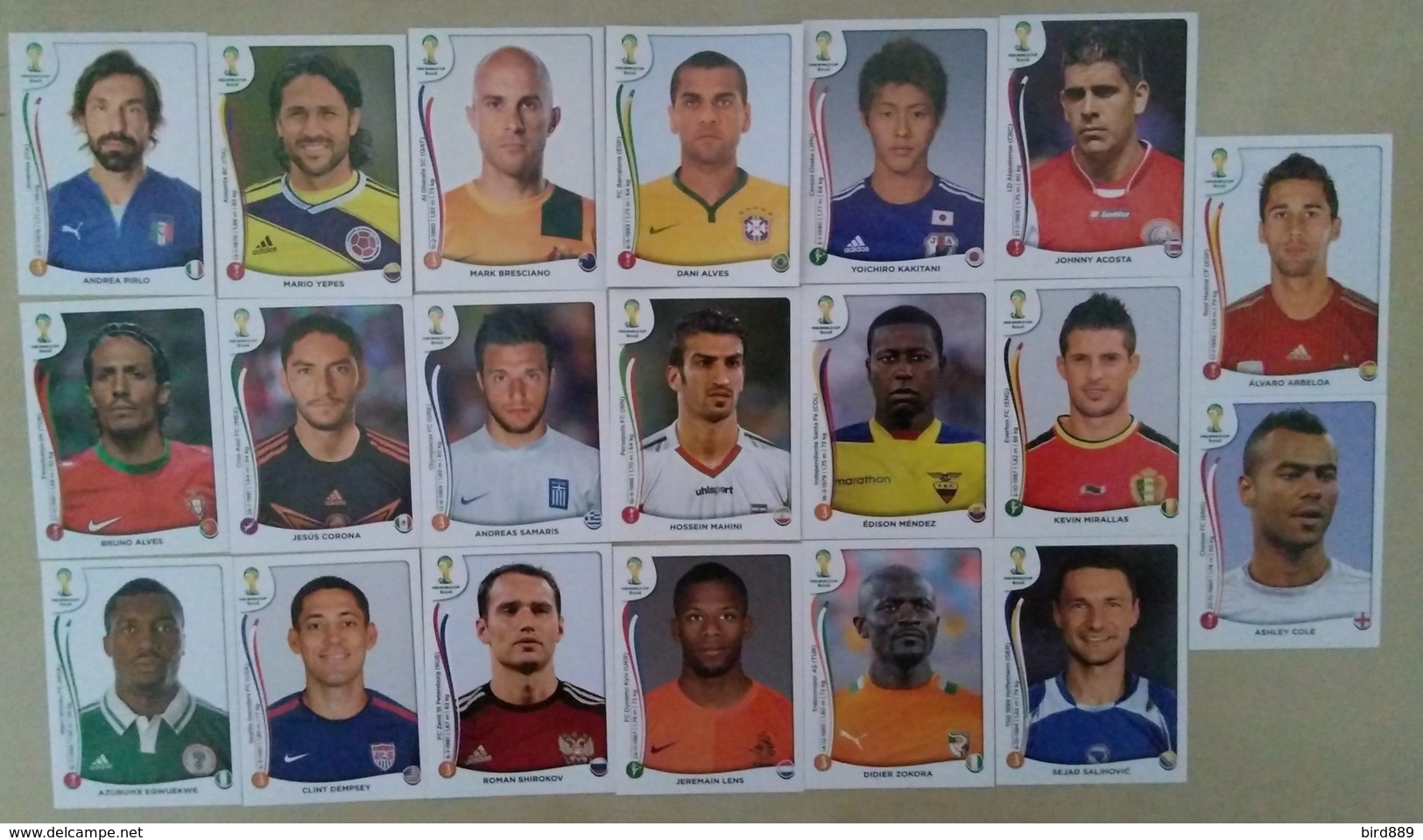 2014 FIFA World Cup 20 Different Panini Stickers New - Edizione Inglese