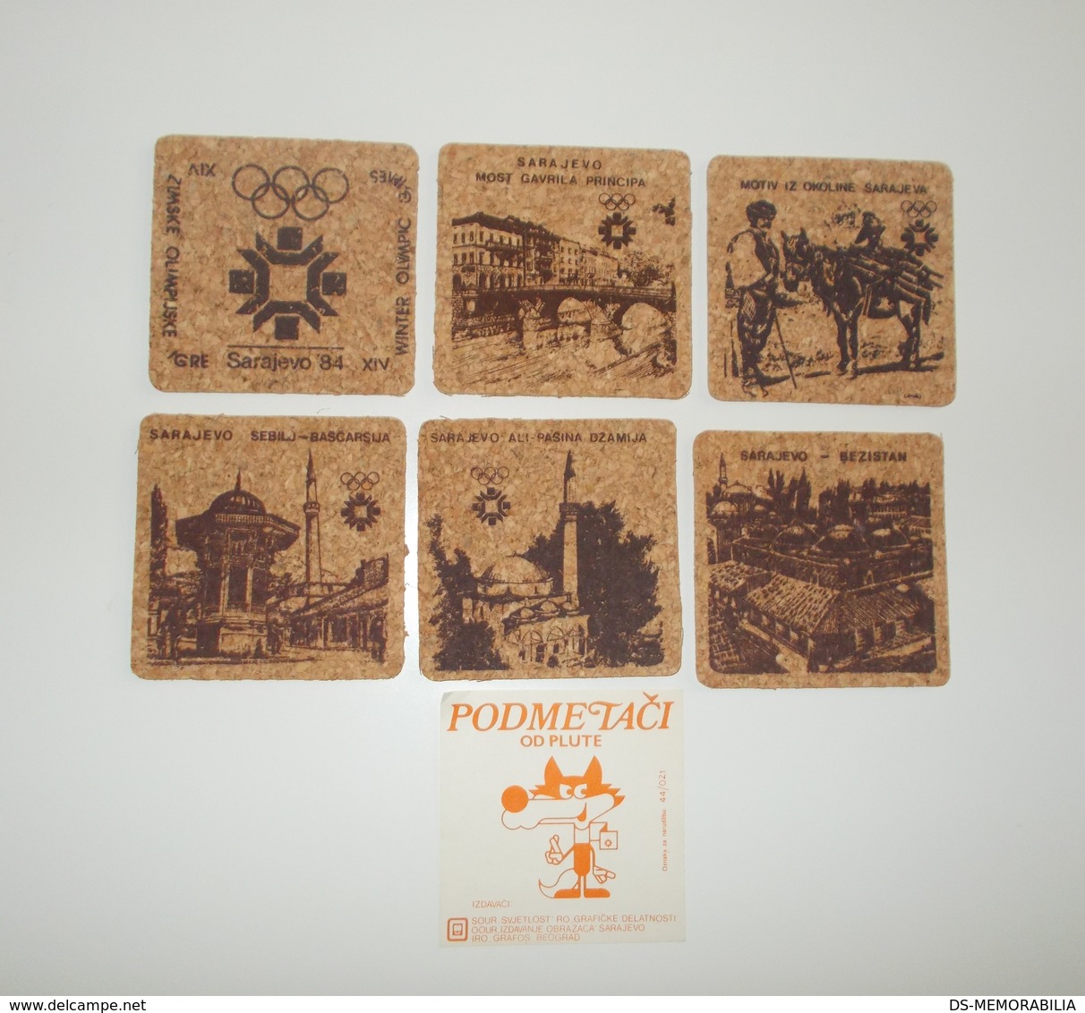 OLYMPIC GAMES SARAJEVO 1984 SET OF 6 SOUVENIR CORK COASTERS - Bekleidung, Souvenirs Und Sonstige