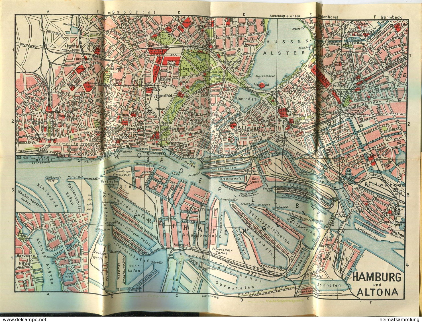 Miniatur-Bibliothek Nr. 908-909 - Reiseführer Hamburg Mit Farbigem Plan - 8cm X 12cm - 104 Seiten Ca. 1910 - Verlag Für - Hamburgo & Bremen