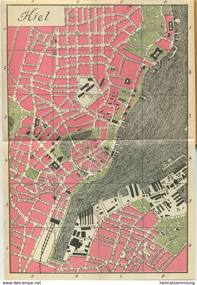 Miniatur-Bibliothek Nr. 912 - Städteführer Kiel Mit Einem Stadtplan - 8cm X 12cm - 44 Seiten Ca. 1910 - Verlag Für Kunst - Other & Unclassified