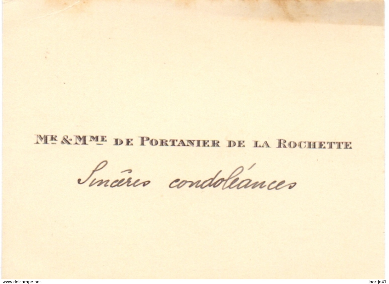 Visitekaartje - Carte Visite - Adel Noblesse - Mr & Mme De Potanier De La Rochette - Cartes De Visite