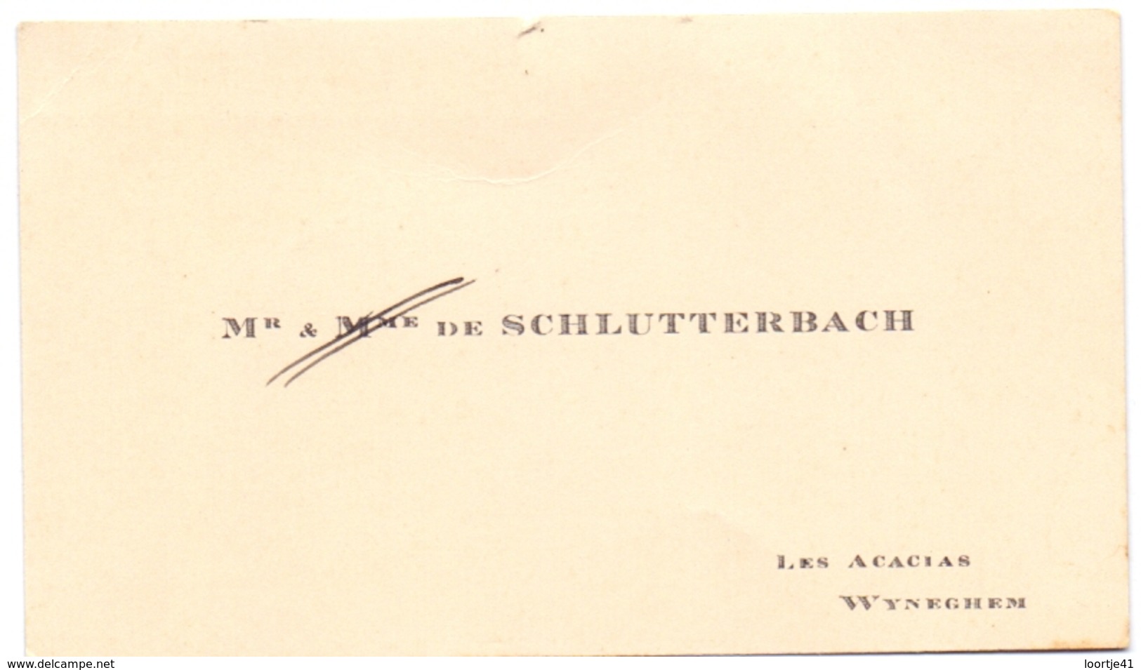 Visitekaartje - Carte Visite - Adel Noblesse - Mr De Schlutterbach - Wijnegem - Cartes De Visite