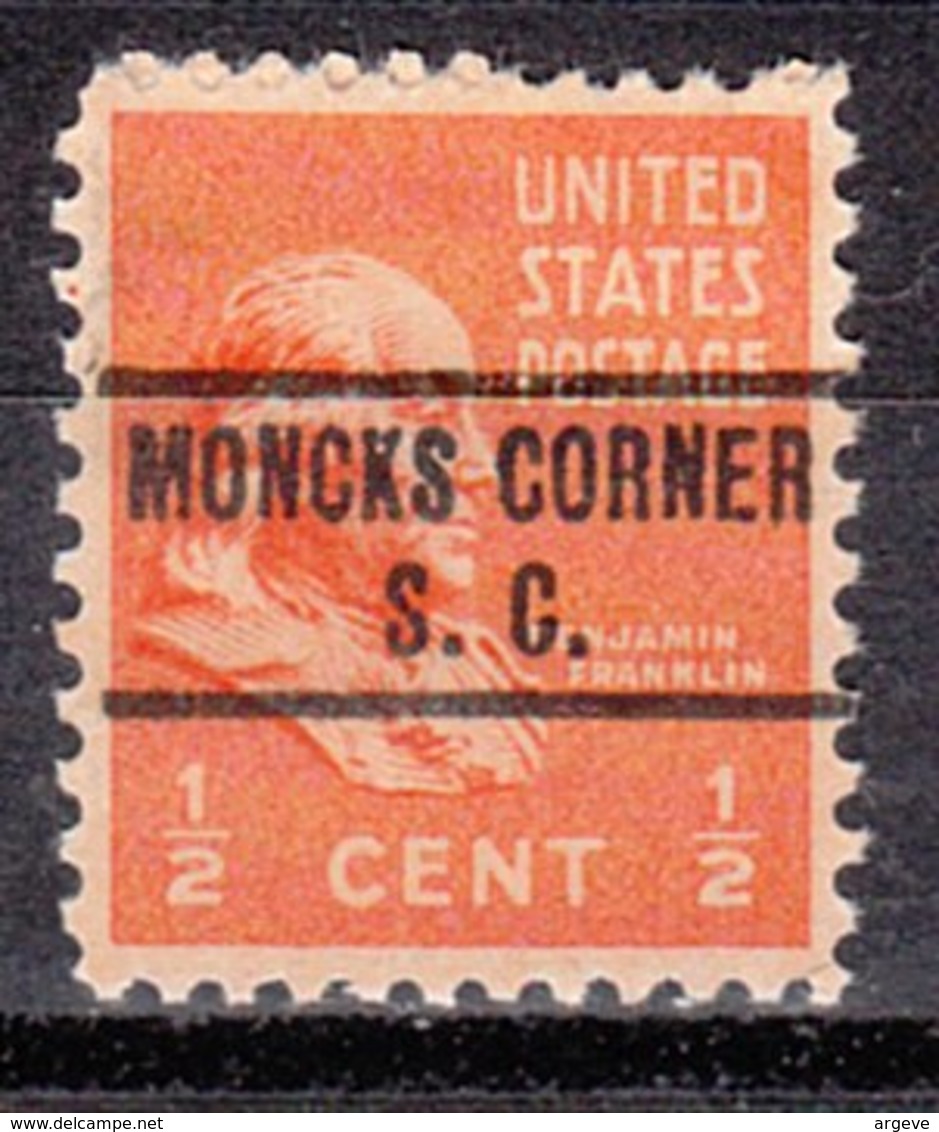 USA Precancel Vorausentwertung Preo, Locals South Carolina, Moncks Corner 734 - Precancels