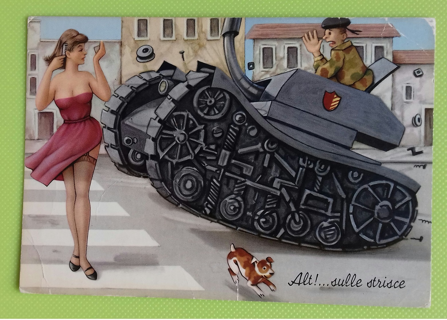 Cartolina MILITARI - Viaggiata - Postcard - Alt!... Sulle Strisce - Humor