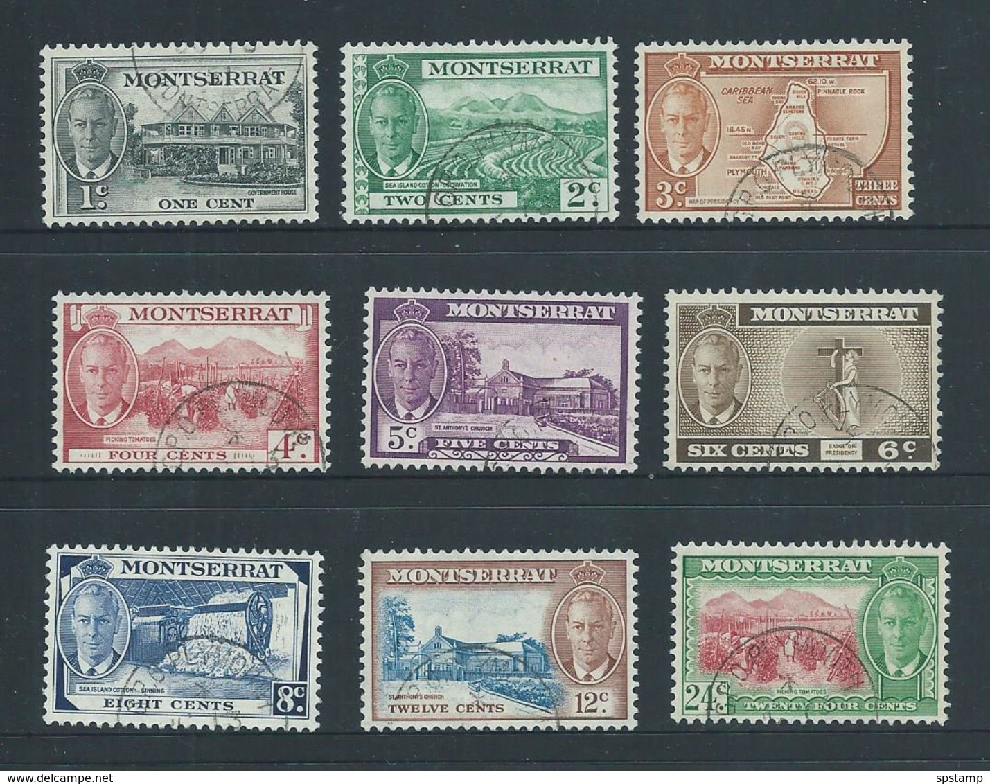 Montserrat 1951 KGVI Definitive Short Set Of 9 To 24c VFU - Montserrat