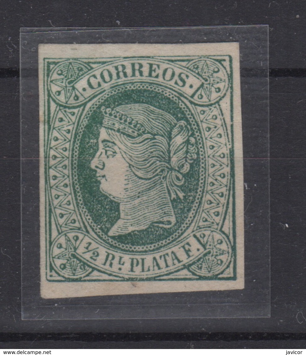 1864 Spanish Antillas Colonies 1/2 REAL PLATA -EDIFIL 010 Green MNH** - Puerto Rico